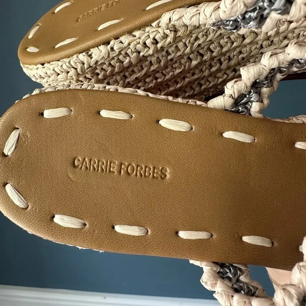 Carrie‎ Forbes Said Three Strap Raffia Wedge Sandal
